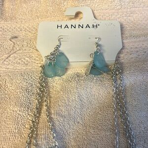 Hannah necklace/earring set light blue/silver $24 original price